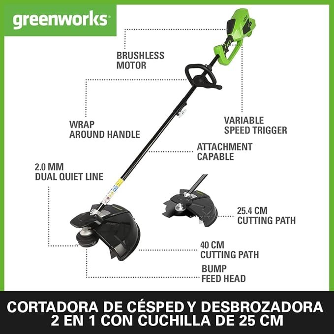 desbrozadora a bateria Greenworks GD40BCK2X